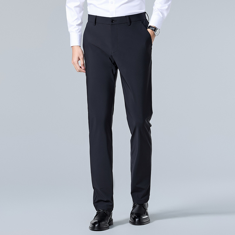 Nagy rugalmasságú DP vasalásmentes jég selyemnadrág férfi függőleges ránctalanító férfi nadrág üzleti hétköznapi rugalmas nadrág professzionális ruha