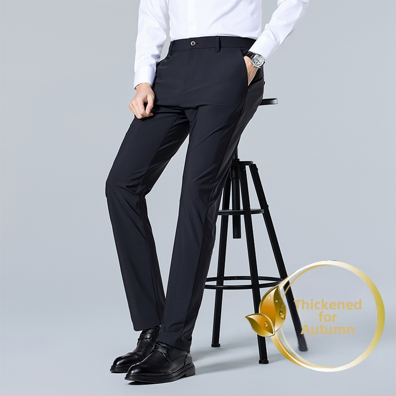 Nagy rugalmasságú DP vasalásmentes jég selyemnadrág férfi függőleges ránctalanító férfi nadrág üzleti hétköznapi rugalmas nadrág professzionális ruha