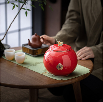 Κεραμική τσαγιέρα Jixiang Δώρο κουτί τσαγιού Τσάι Σφραγισμένο δοχείο Πράσινο τσάι Jin Junmei Lichuan Κόκκινο άδειο κουτί δώρου Αφύπνιση τσαγιέρα
