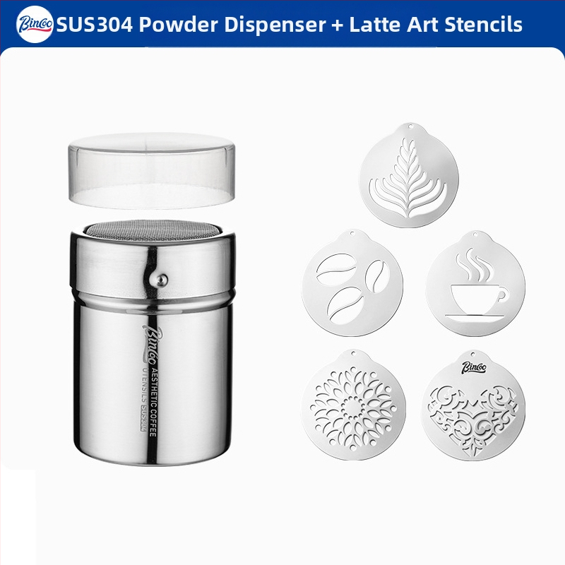 Bincoo kávépor szórófej Matcha por kakaópor cukorpor szűrőpatron 304 por szórófej művirág húzóforma
