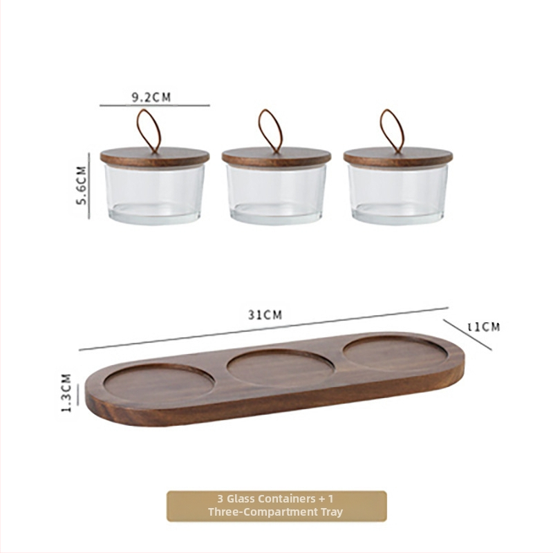 Stiklinis medinis dangtelis vaisių lėkštei komercinis užkandžių užkandžių užkandžių lėkštė baras vonios pėdų klubas KTV desertų padėklas