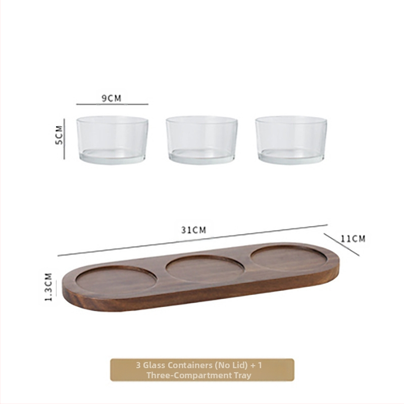 Stiklinis medinis dangtelis vaisių lėkštei komercinis užkandžių užkandžių užkandžių lėkštė baras vonios pėdų klubas KTV desertų padėklas