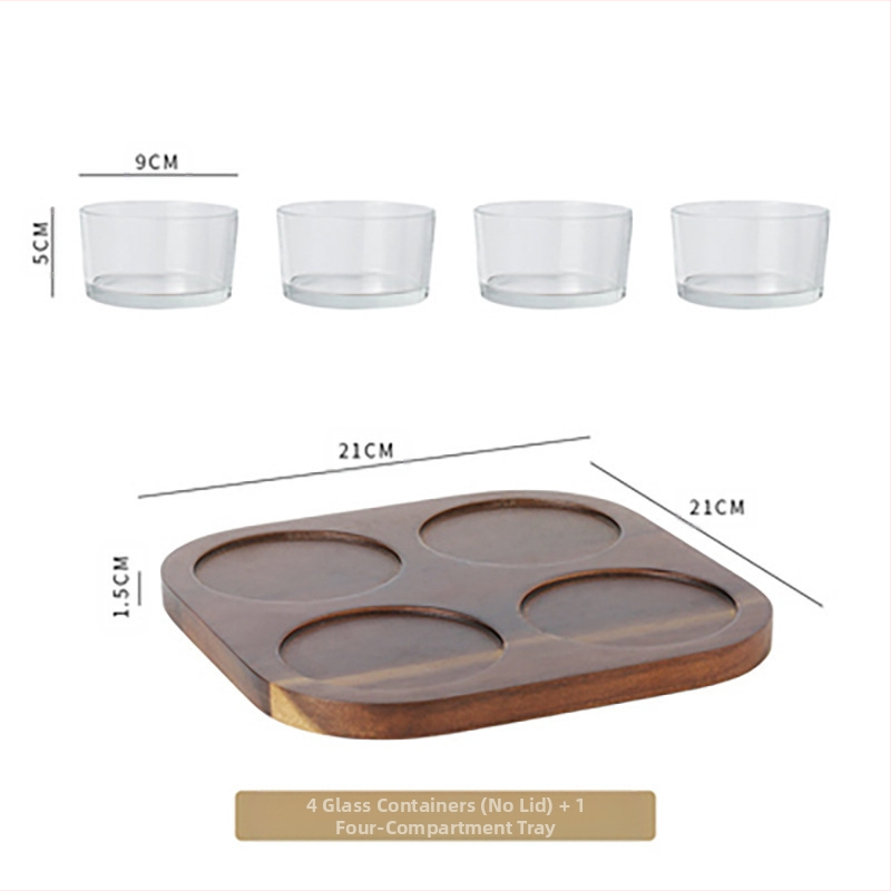 Stiklinis medinis dangtelis vaisių lėkštei komercinis užkandžių užkandžių užkandžių lėkštė baras vonios pėdų klubas KTV desertų padėklas