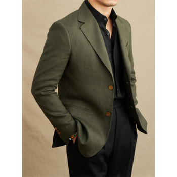 Καλοκαιρινό λινό ελαφρύ μισό-λινό λεπτό κοστούμι μοντέρνο αναπνεύσιμο ευέλικτο σακάκι τζέντλεμαν για άνδρες