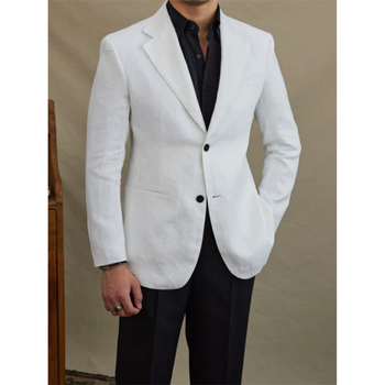 Καλοκαιρινό λινό ελαφρύ μισό-λινό λεπτό κοστούμι μοντέρνο αναπνεύσιμο ευέλικτο σακάκι τζέντλεμαν για άνδρες