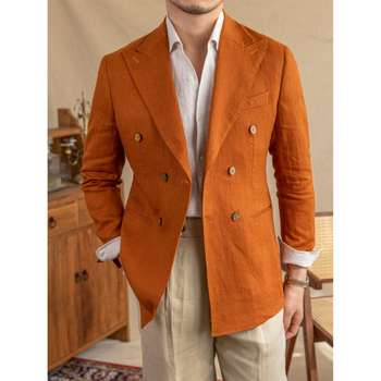 Καλοκαιρινό λινό ελαφρύ μισό-λινό λεπτό κοστούμι μοντέρνο αναπνεύσιμο ευέλικτο σακάκι τζέντλεμαν για άνδρες