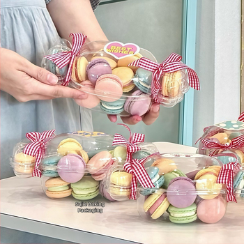 Cutie de bomboane Mini Macaron Desert Ambalaj Cutie Ziua Copiilor Sandwich Francez Biscuiți Ambalaj Cutie Transparentă cu Capac