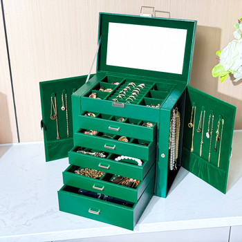 Σε απόθεμα, μεγάλης χωρητικότητας κουτί κοσμημάτων, νέο κουτί κοσμημάτων με διπλή πόρτα και συρτάρι 5 επιπέδων, βεστιάριο με κλειδί-καθρέφτη
