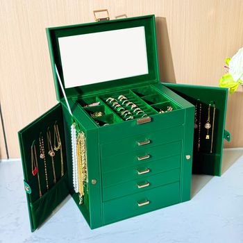 Σε απόθεμα, μεγάλης χωρητικότητας κουτί κοσμημάτων, νέο κουτί κοσμημάτων με διπλή πόρτα και συρτάρι 5 επιπέδων, βεστιάριο με κλειδί-καθρέφτη