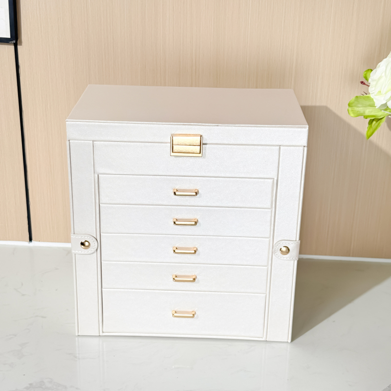 Σε απόθεμα, μεγάλης χωρητικότητας κουτί κοσμημάτων, νέο κουτί κοσμημάτων με διπλή πόρτα και συρτάρι 5 επιπέδων, βεστιάριο με κλειδί-καθρέφτη