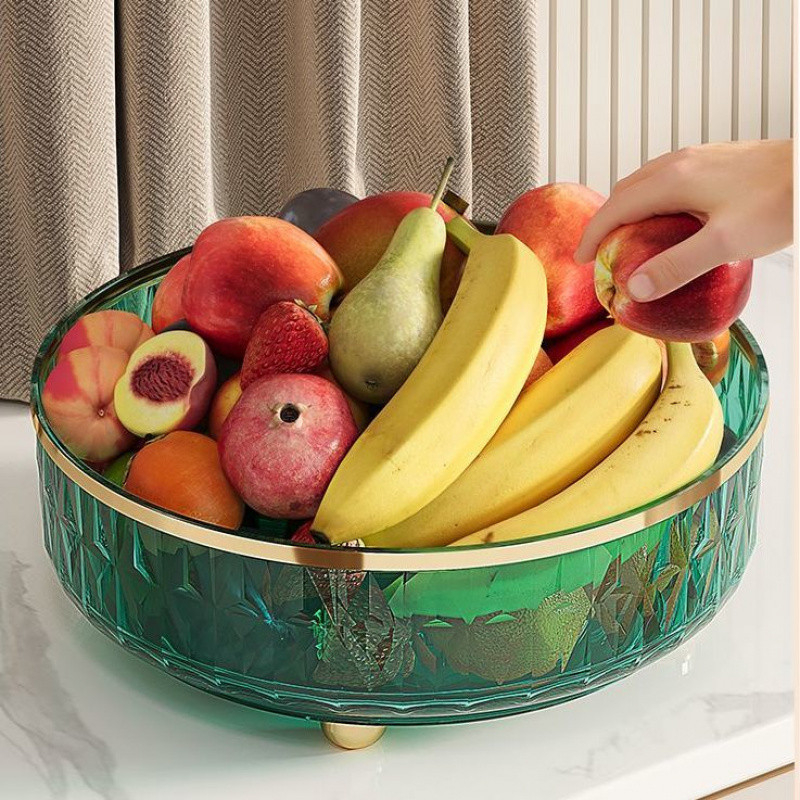 „Ins Style“ aukštos kokybės vaisių lėkštė, svetainės vaisių lėkštė, namų darbalaukio besisukanti laikymo dėžutė, permatoma lėkštė, besisukanti prieskonių dėžutė