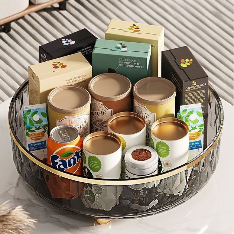 „Ins Style“ aukštos kokybės vaisių lėkštė, svetainės vaisių lėkštė, namų darbalaukio besisukanti laikymo dėžutė, permatoma lėkštė, besisukanti prieskonių dėžutė