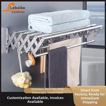 Roostevabast terasest sissetõmmatav käterätikuivati ilma augustamiseta rõdule, riiete kuivatusrest, vannitoale, veniv kokkupandav käterätikuivati