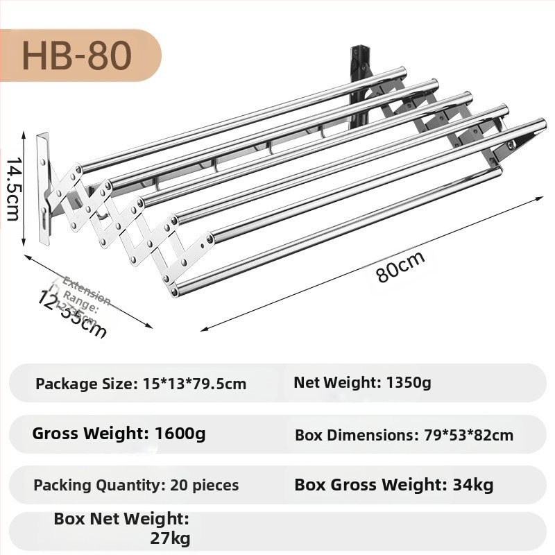 Roostevabast terasest sissetõmmatav käterätikuivati ilma augustamiseta rõdule, riiete kuivatusrest, vannitoale, veniv kokkupandav käterätikuivati