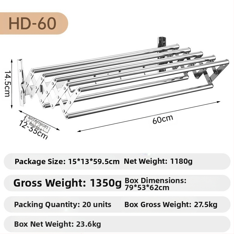Roostevabast terasest sissetõmmatav käterätikuivati ilma augustamiseta rõdule, riiete kuivatusrest, vannitoale, veniv kokkupandav käterätikuivati