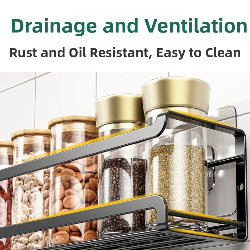 Стенен шкаф за съхранение на подправки за кухня CrossBorder Punch-Free, многофункционален шкаф за съхранение на подправки, шкаф за подправки