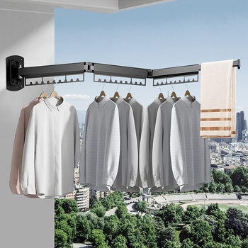 Αόρατη πτυσσόμενη στεγνωτήρια ρούχων για μπαλκόνι, επιτοίχια εσωτερική πλωτή ράβδος στεγνώματος ρούχων, εξωτερικό παράθυρο, κουβέρτα χωρίς τρυπήματα