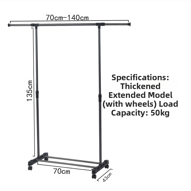 Egyszerű, álló, teleszkópos ruhaszárító állvány, otthoni erkély, ruhaszárító állvány, fém hálószobai ruhaszárító állvány