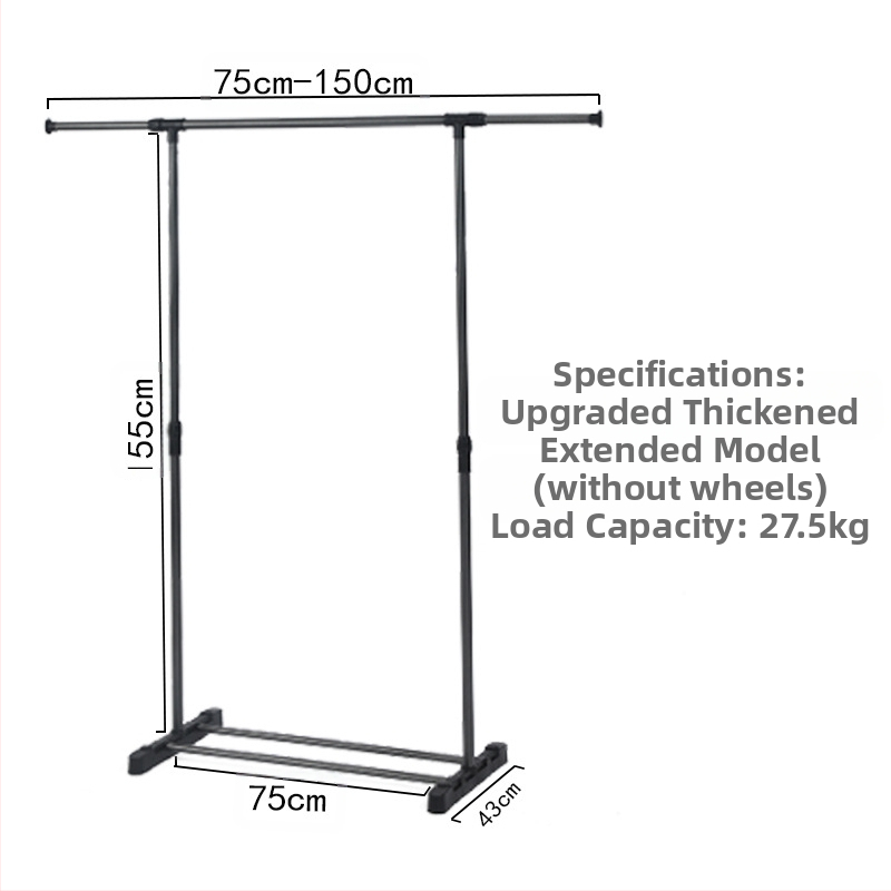 Egyszerű, álló, teleszkópos ruhaszárító állvány, otthoni erkély, ruhaszárító állvány, fém hálószobai ruhaszárító állvány