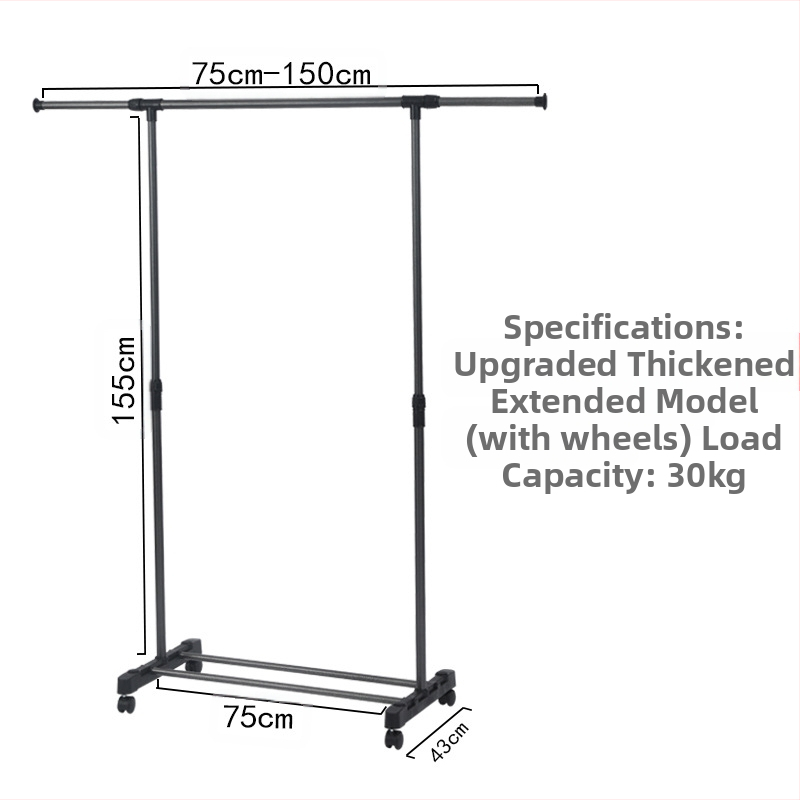 Egyszerű, álló, teleszkópos ruhaszárító állvány, otthoni erkély, ruhaszárító állvány, fém hálószobai ruhaszárító állvány