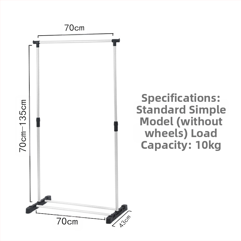 Egyszerű, álló, teleszkópos ruhaszárító állvány, otthoni erkély, ruhaszárító állvány, fém hálószobai ruhaszárító állvány
