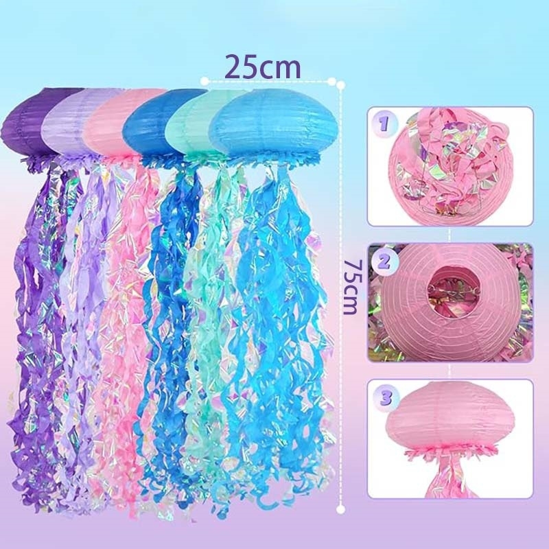 Transfrontalieră en-gros colorat în formă specială de decorațiuni meduze sirenă temă petrecere semicerc decorațiuni petrecere consumabile de decorare