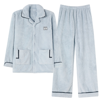 Sügis-talvine flanell-pidžaama meestele, soe korallfliisist fliisvoodriga, paksendatud meeste talvine üleriietus, koduriietus