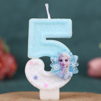 Rankų darbo „Amazon Xiyin“ skaitmeninė gimtadienio žvakė torto vakarėlio dekoravimui, skirta ledo ir sniego gėlių princesei (0–9)