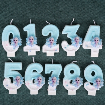 Rankų darbo „Amazon Xiyin“ skaitmeninė gimtadienio žvakė torto vakarėlio dekoravimui, skirta ledo ir sniego gėlių princesei (0–9)