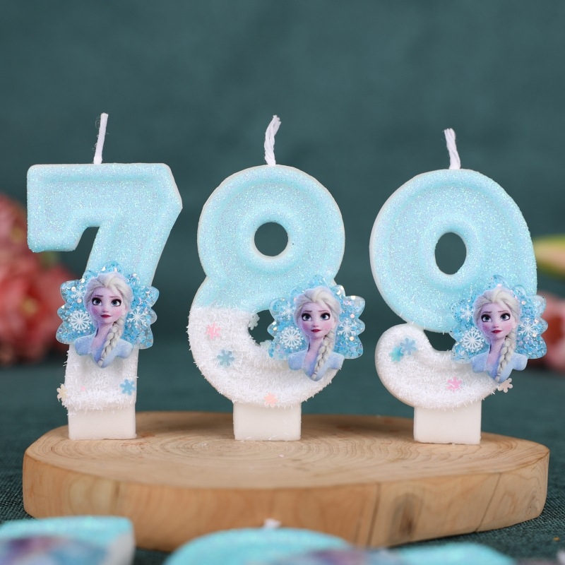 Rankų darbo „Amazon Xiyin“ skaitmeninė gimtadienio žvakė torto vakarėlio dekoravimui, skirta ledo ir sniego gėlių princesei (0–9)