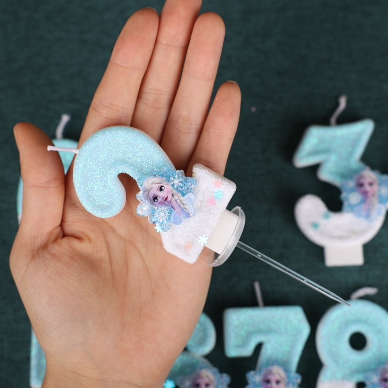 Rankų darbo „Amazon Xiyin“ skaitmeninė gimtadienio žvakė torto vakarėlio dekoravimui, skirta ledo ir sniego gėlių princesei (0–9)