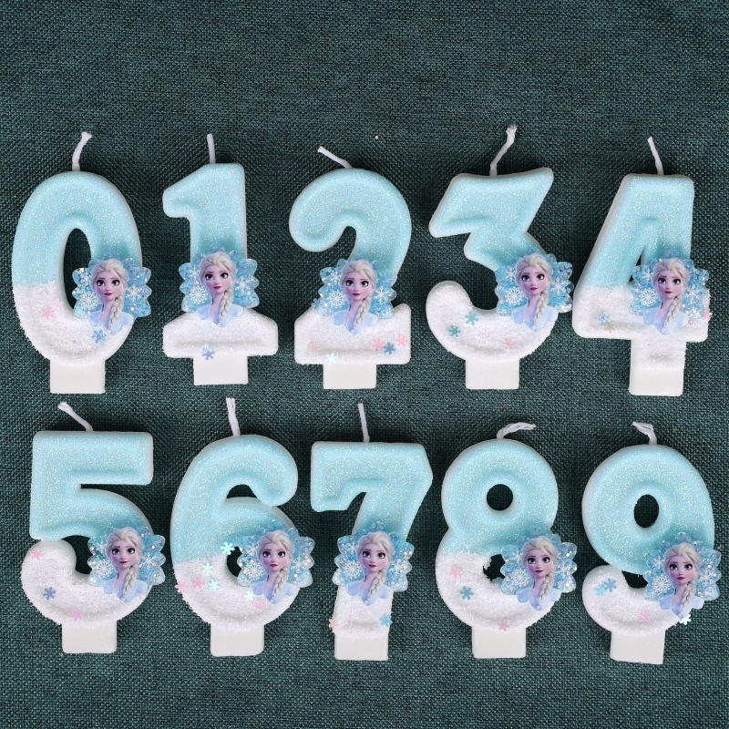 Rankų darbo „Amazon Xiyin“ skaitmeninė gimtadienio žvakė torto vakarėlio dekoravimui, skirta ledo ir sniego gėlių princesei (0–9)