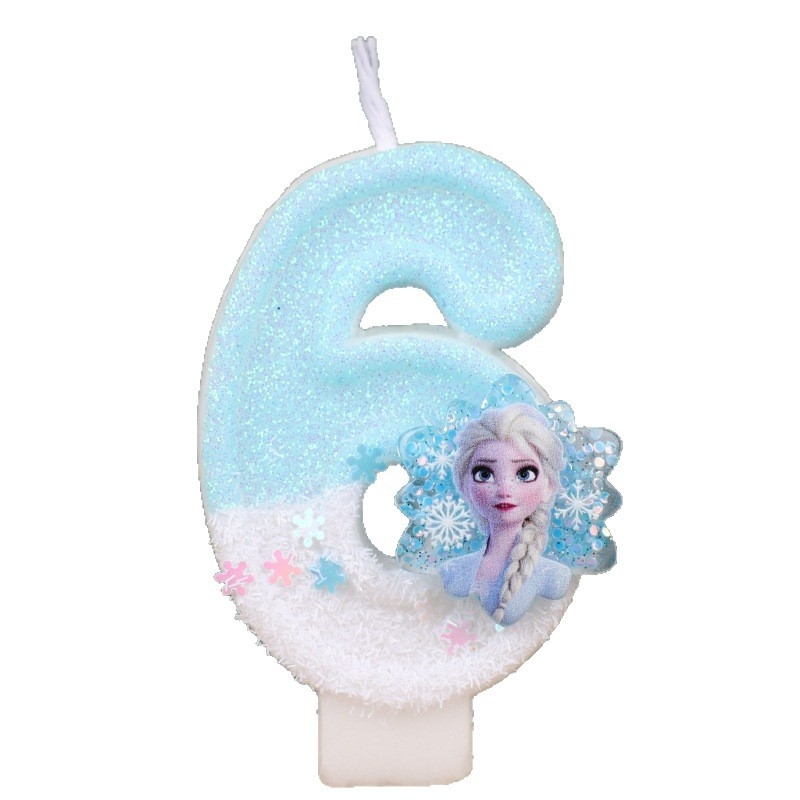 Rankų darbo „Amazon Xiyin“ skaitmeninė gimtadienio žvakė torto vakarėlio dekoravimui, skirta ledo ir sniego gėlių princesei (0–9)
