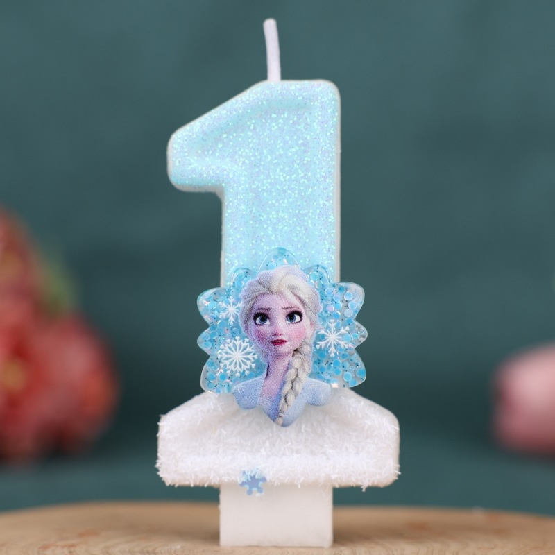 Rankų darbo „Amazon Xiyin“ skaitmeninė gimtadienio žvakė torto vakarėlio dekoravimui, skirta ledo ir sniego gėlių princesei (0–9)