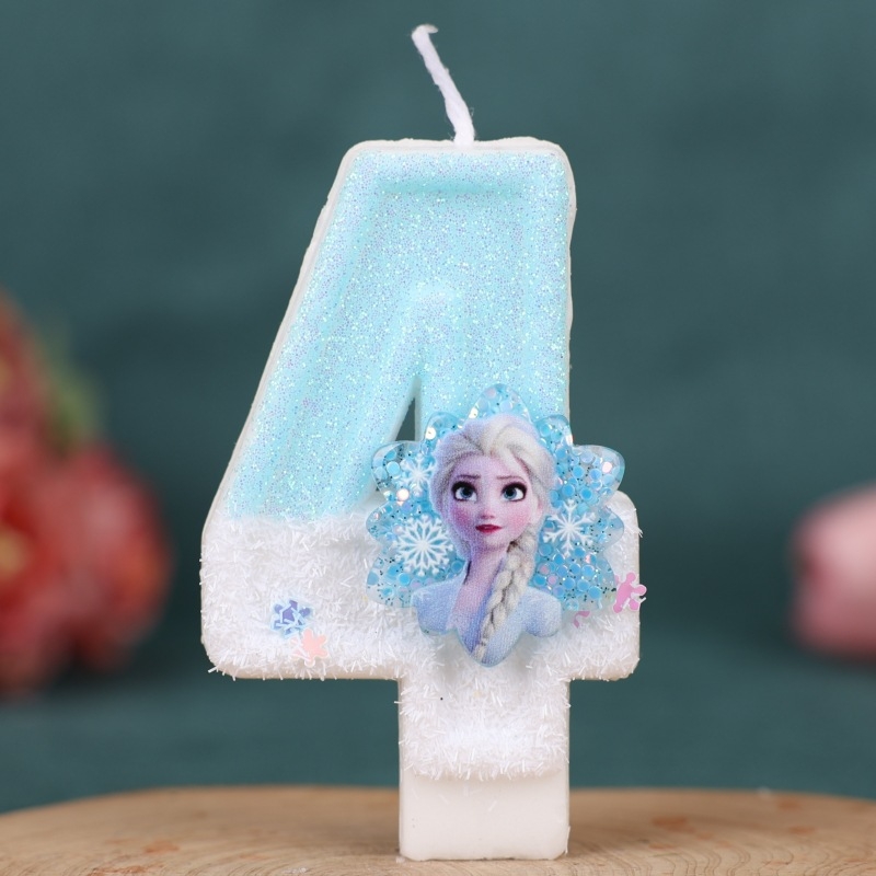 Rankų darbo „Amazon Xiyin“ skaitmeninė gimtadienio žvakė torto vakarėlio dekoravimui, skirta ledo ir sniego gėlių princesei (0–9)
