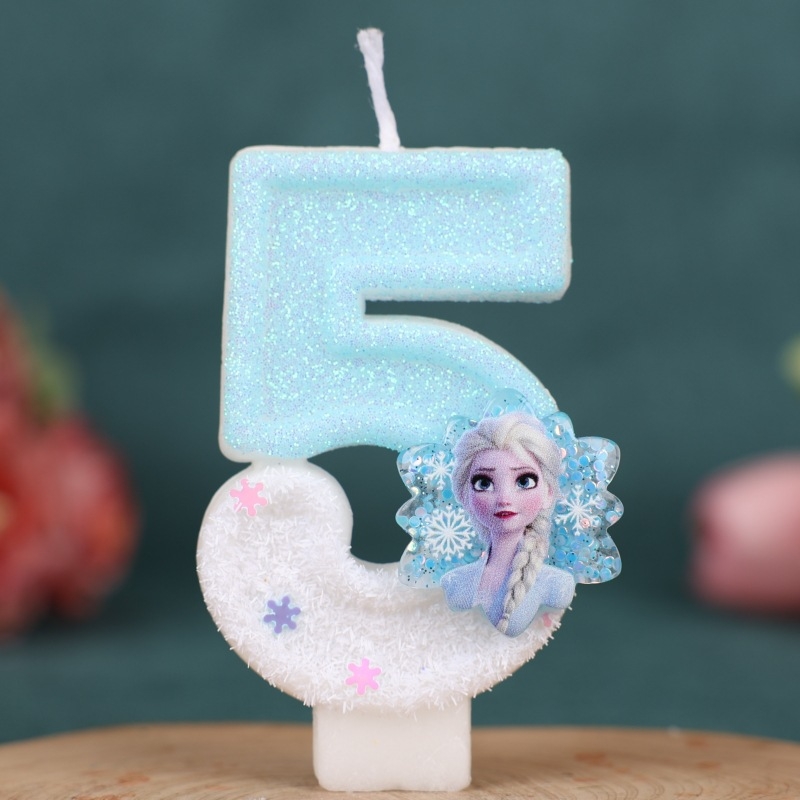 Rankų darbo „Amazon Xiyin“ skaitmeninė gimtadienio žvakė torto vakarėlio dekoravimui, skirta ledo ir sniego gėlių princesei (0–9)