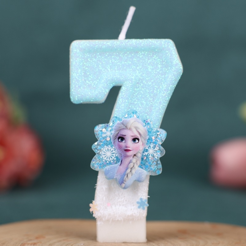 Rankų darbo „Amazon Xiyin“ skaitmeninė gimtadienio žvakė torto vakarėlio dekoravimui, skirta ledo ir sniego gėlių princesei (0–9)