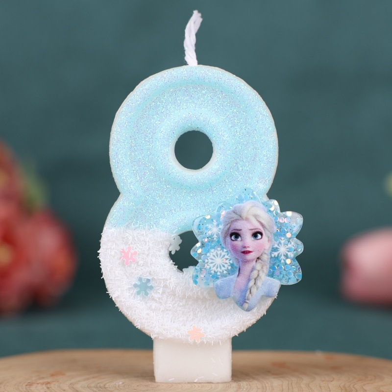 Rankų darbo „Amazon Xiyin“ skaitmeninė gimtadienio žvakė torto vakarėlio dekoravimui, skirta ledo ir sniego gėlių princesei (0–9)