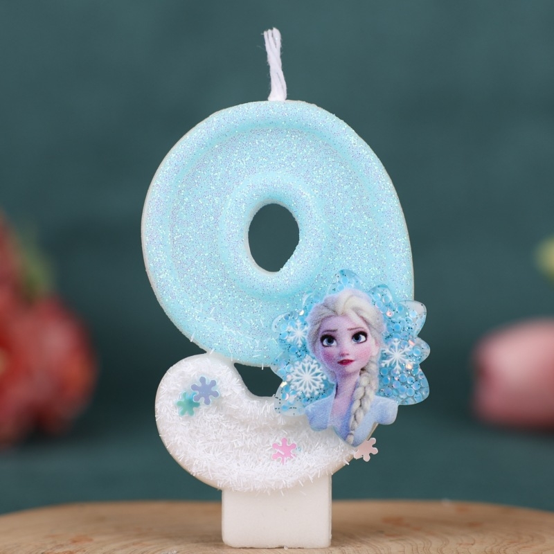 Rankų darbo „Amazon Xiyin“ skaitmeninė gimtadienio žvakė torto vakarėlio dekoravimui, skirta ledo ir sniego gėlių princesei (0–9)
