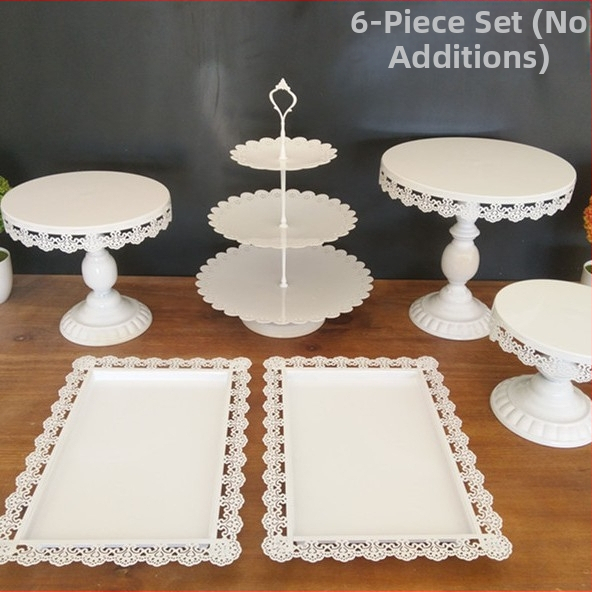 Europietiško stiliaus geležinių tortų stelažų rinkinys, vestuvių dekoravimas, desertų parduotuvė, smilkalų stovas, tortų lėkštė