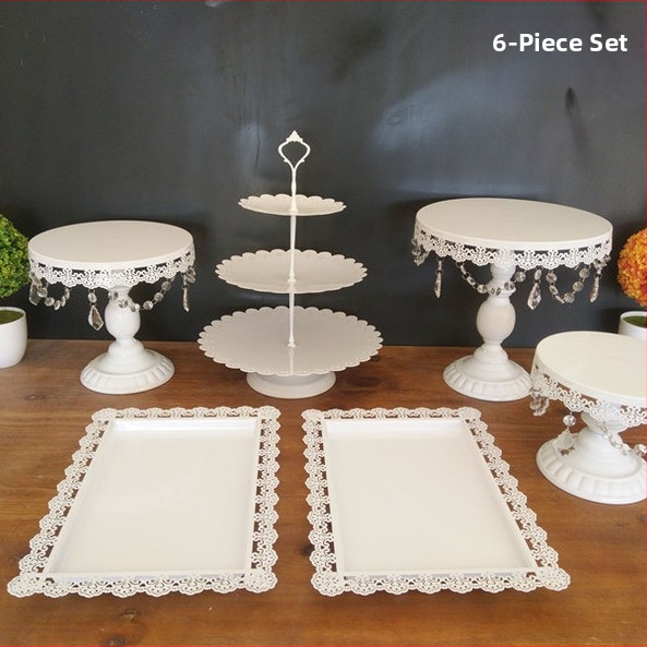 Europietiško stiliaus geležinių tortų stelažų rinkinys, vestuvių dekoravimas, desertų parduotuvė, smilkalų stovas, tortų lėkštė