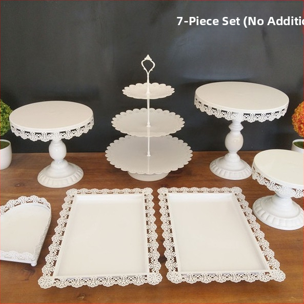 Europietiško stiliaus geležinių tortų stelažų rinkinys, vestuvių dekoravimas, desertų parduotuvė, smilkalų stovas, tortų lėkštė