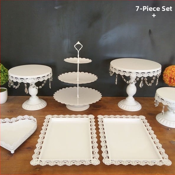 Europietiško stiliaus geležinių tortų stelažų rinkinys, vestuvių dekoravimas, desertų parduotuvė, smilkalų stovas, tortų lėkštė