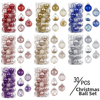 „Amazon“ karšto pardavimo 6 cm 30 vnt. permatomo rutulio plastikinis naminių gyvūnėlių permatomas rutulys kalėdinė dekoracija kalėdinis rutulys didmeninė prekyba