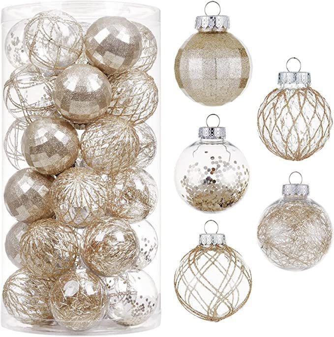 „Amazon“ karšto pardavimo 6 cm 30 vnt. permatomo rutulio plastikinis naminių gyvūnėlių permatomas rutulys kalėdinė dekoracija kalėdinis rutulys didmeninė prekyba