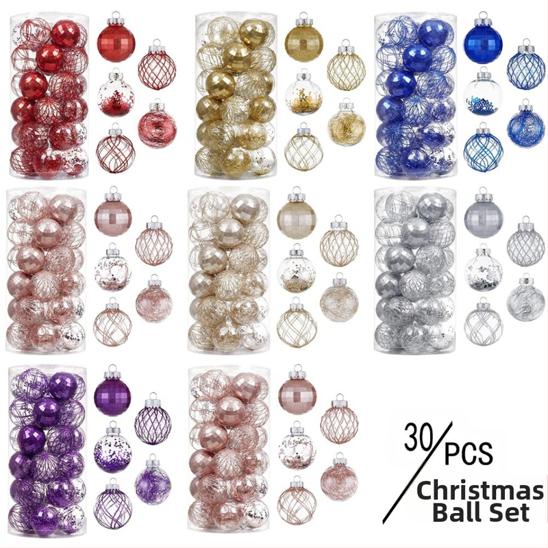 „Amazon“ karšto pardavimo 6 cm 30 vnt. permatomo rutulio plastikinis naminių gyvūnėlių permatomas rutulys kalėdinė dekoracija kalėdinis rutulys didmeninė prekyba