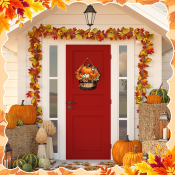 Διασυνοριακή Νέα Κολοκύθα Ξύλινη Πόρτα Πιάτο Κρεμαστό Ευχαριστιών Συγκομιδή Φθινόπωρο Βεράντα Διακοσμήσεις Τοίχου Σπιτιού