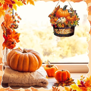 Διασυνοριακή Νέα Κολοκύθα Ξύλινη Πόρτα Πιάτο Κρεμαστό Ευχαριστιών Συγκομιδή Φθινόπωρο Βεράντα Διακοσμήσεις Τοίχου Σπιτιού