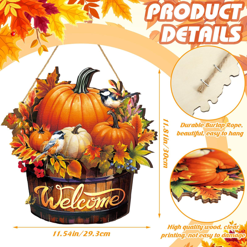 Διασυνοριακή Νέα Κολοκύθα Ξύλινη Πόρτα Πιάτο Κρεμαστό Ευχαριστιών Συγκομιδή Φθινόπωρο Βεράντα Διακοσμήσεις Τοίχου Σπιτιού