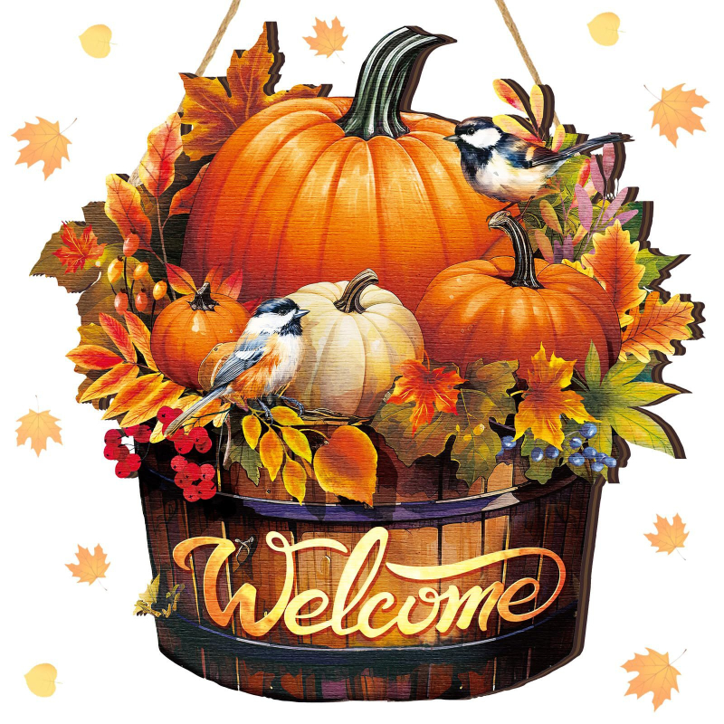 Διασυνοριακή Νέα Κολοκύθα Ξύλινη Πόρτα Πιάτο Κρεμαστό Ευχαριστιών Συγκομιδή Φθινόπωρο Βεράντα Διακοσμήσεις Τοίχου Σπιτιού